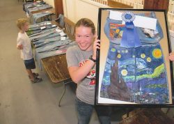 Girl with Van Gogh Starry Night Painted Jeans | Arts & Crafts Exhibits